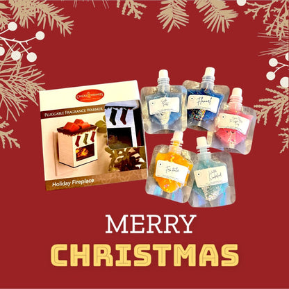 Christmas Fireplace Gift Set - Wax Warmer + 5pc Squeeze Wax