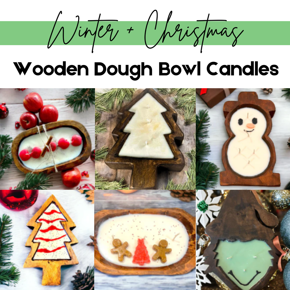 WS - Wooden Dough Bowl Candles - Winter & Christmas !MOQ 2!