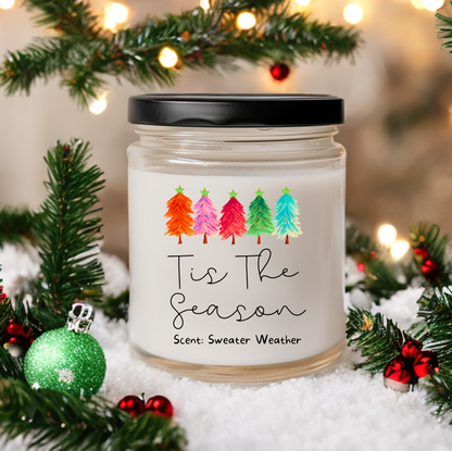 WS - Christmas Vibes Candles - Black Lid (3 Sizes Available) !MOQ 12!