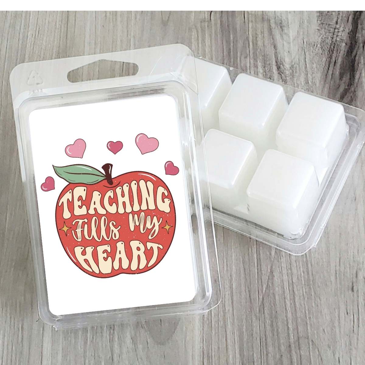Teacher - Apple Teaching Fills my Heart Valentines Wax Clamshell