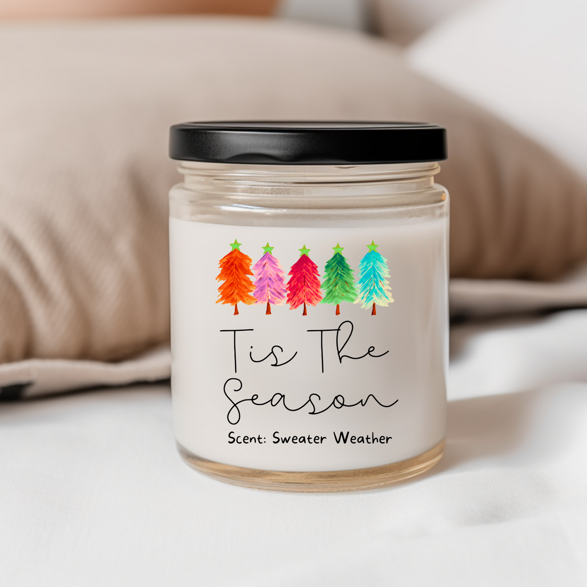 WS - Christmas Vibes Candles - Black Lid (3 Sizes Available) !MOQ 12!