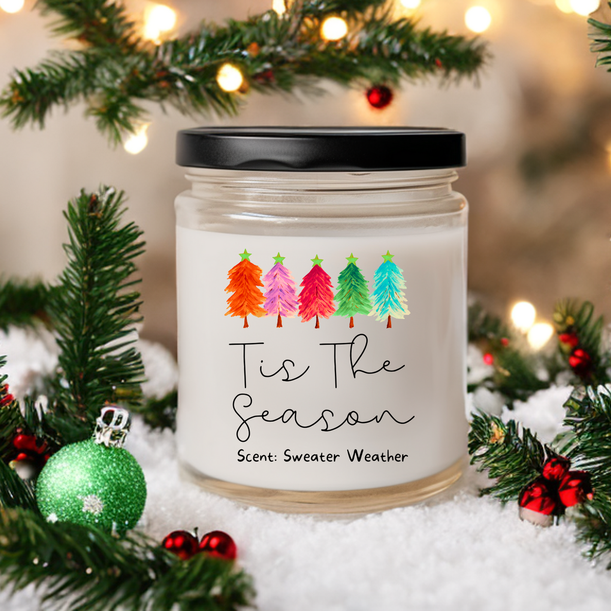 WS - Christmas Vibes Candles - Black Lid (3 Sizes Available) !MOQ 12!