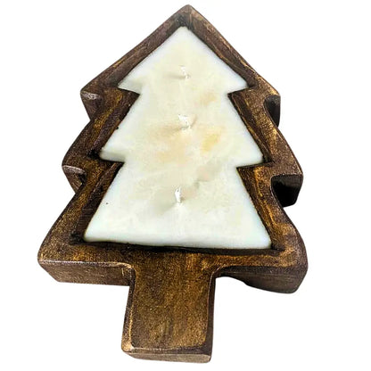 WS - Wooden Dough Bowl Candles - Winter & Christmas !MOQ 2!