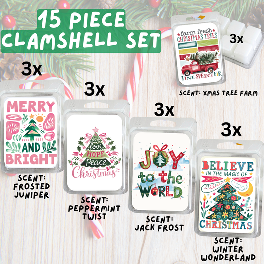 5 Piece Soy Wax Clamshell Set - Christmas