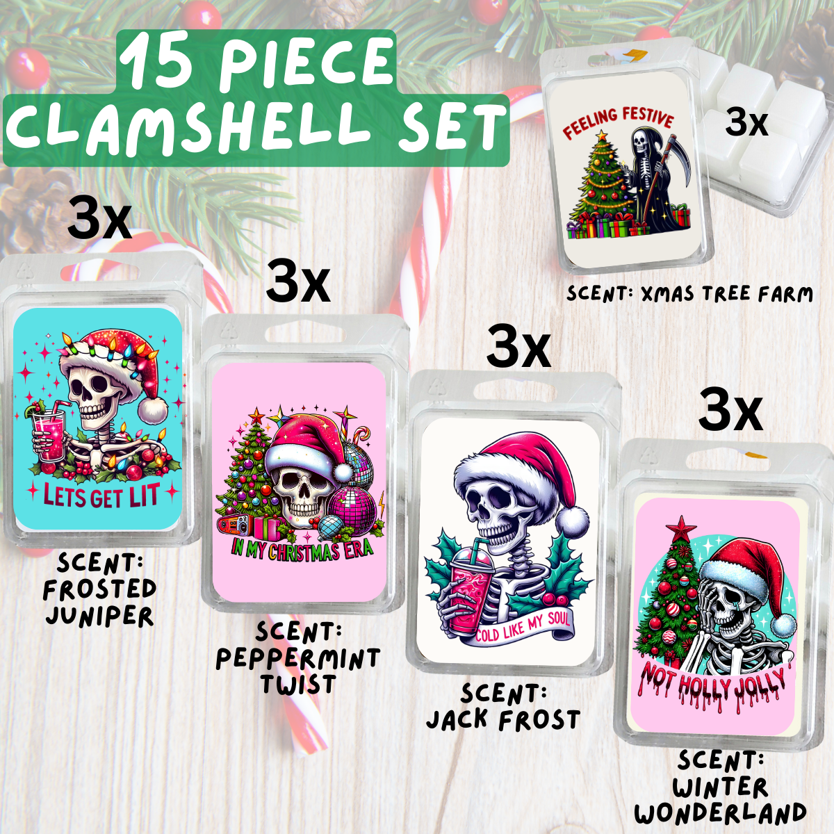 5 Piece Soy Wax Clamshell Set - Christmas