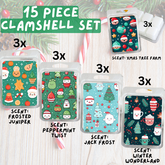 5 Piece Soy Wax Clamshell Set - Christmas