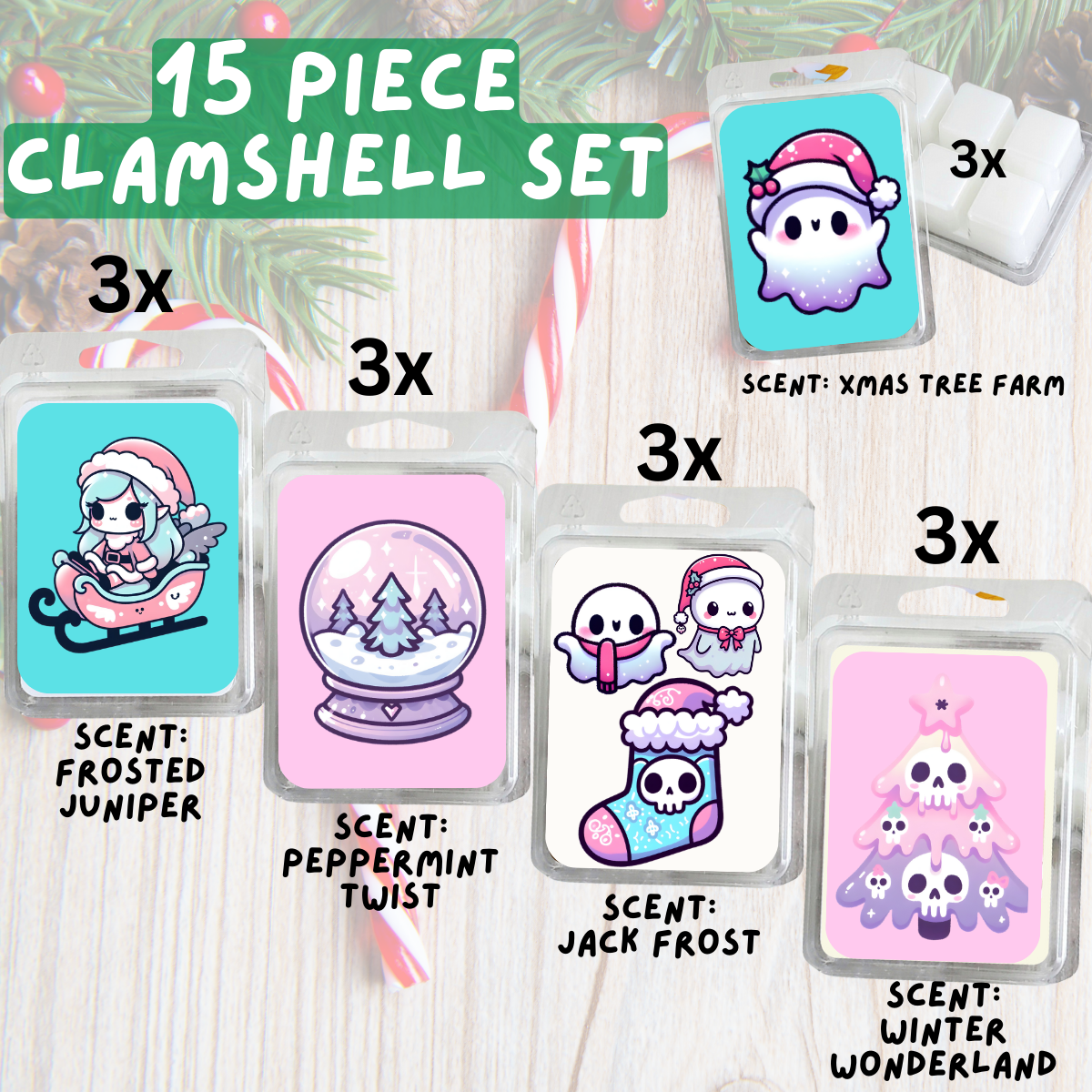 5 Piece Soy Wax Clamshell Set - Christmas